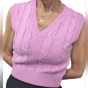 Urban Outfitters Iets Frans Pink Shrunken Sweater Vest Cropped Knit Top Size S